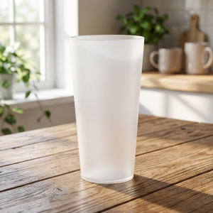 Vaso de 50cl de polipropileno sobre una mesa de una cocina